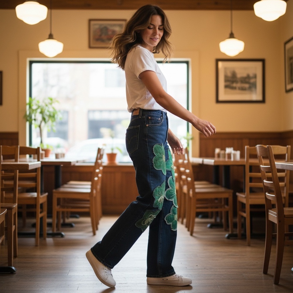Free People Rialto Jean Project Embroidered Jeans size 24 fits up to size 25 - Picture 4 of 7